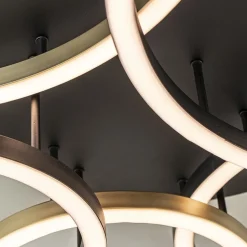 Moderne LED plafondlamp ringen zwart/goud dimbaar