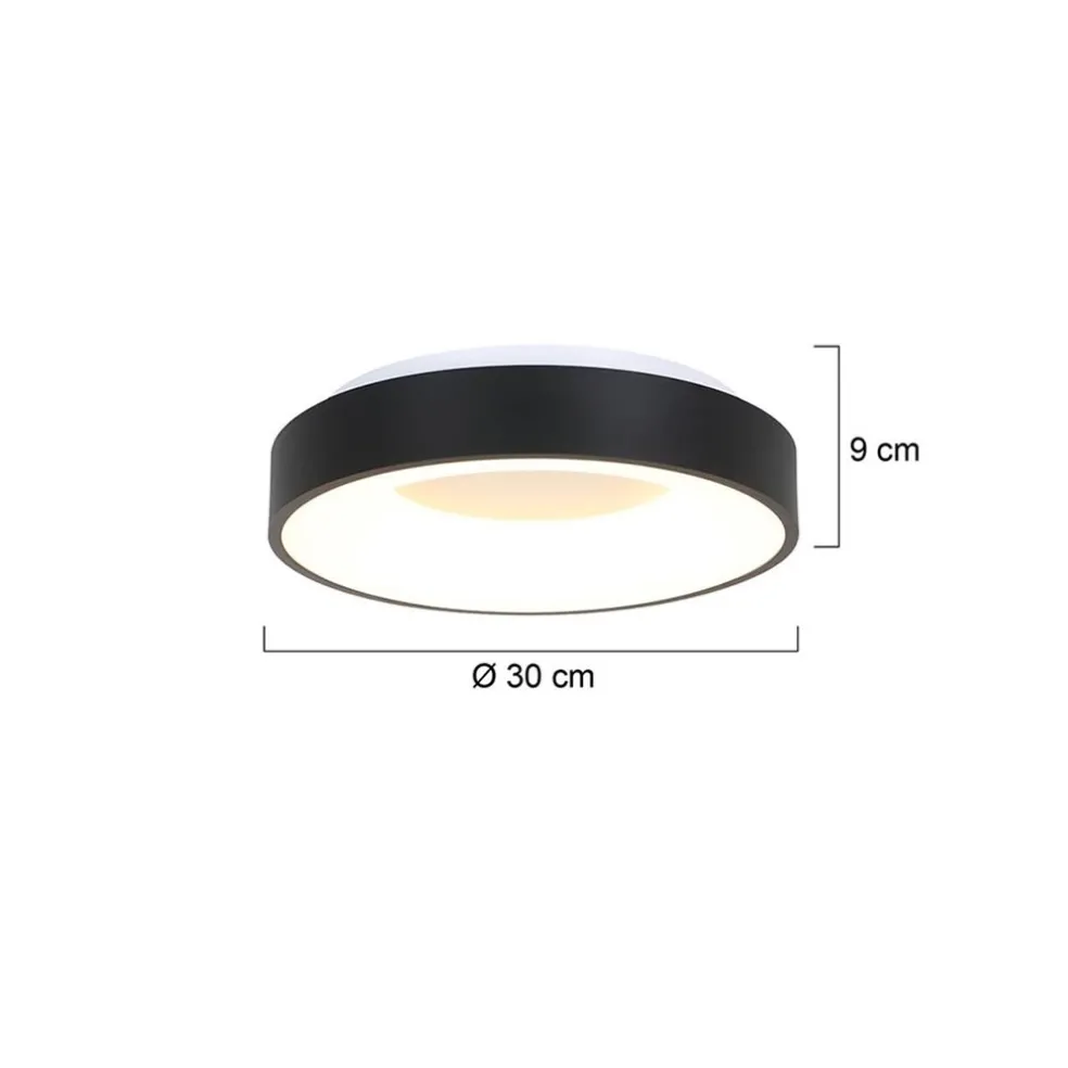 Moderne LED plafonnière zwart rond 30 cm
