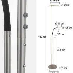 Moderne LED uplighter staal met helder glas en leesarm