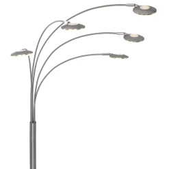 Moderne LED vloerlamp 5-lichts geborsteld staal dimbaar