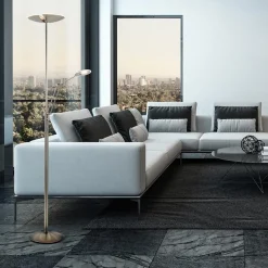 Moderne LED vloerlamp nikkel met uplighter en leeslamp