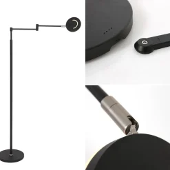 Moderne LED vloerlamp op accu zwart dimbaar