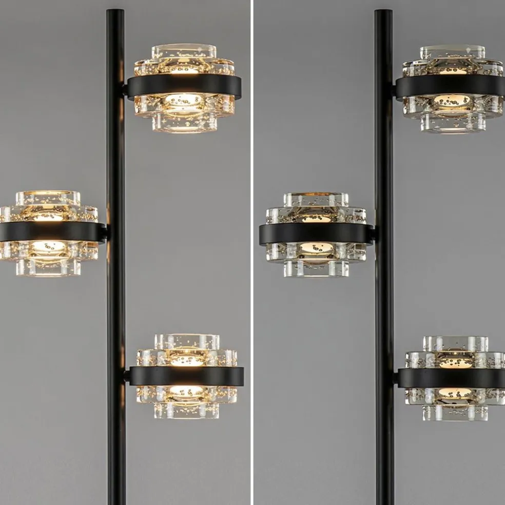 Moderne LED vloerlamp zwart/champagne dimbaar