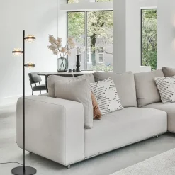 Moderne LED vloerlamp zwart/champagne dimbaar