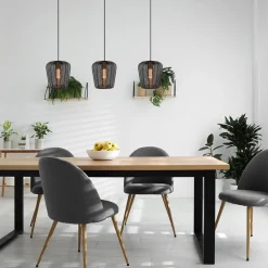 Moderne 3-lichts eettafelhanglamp Adeta mat zwart