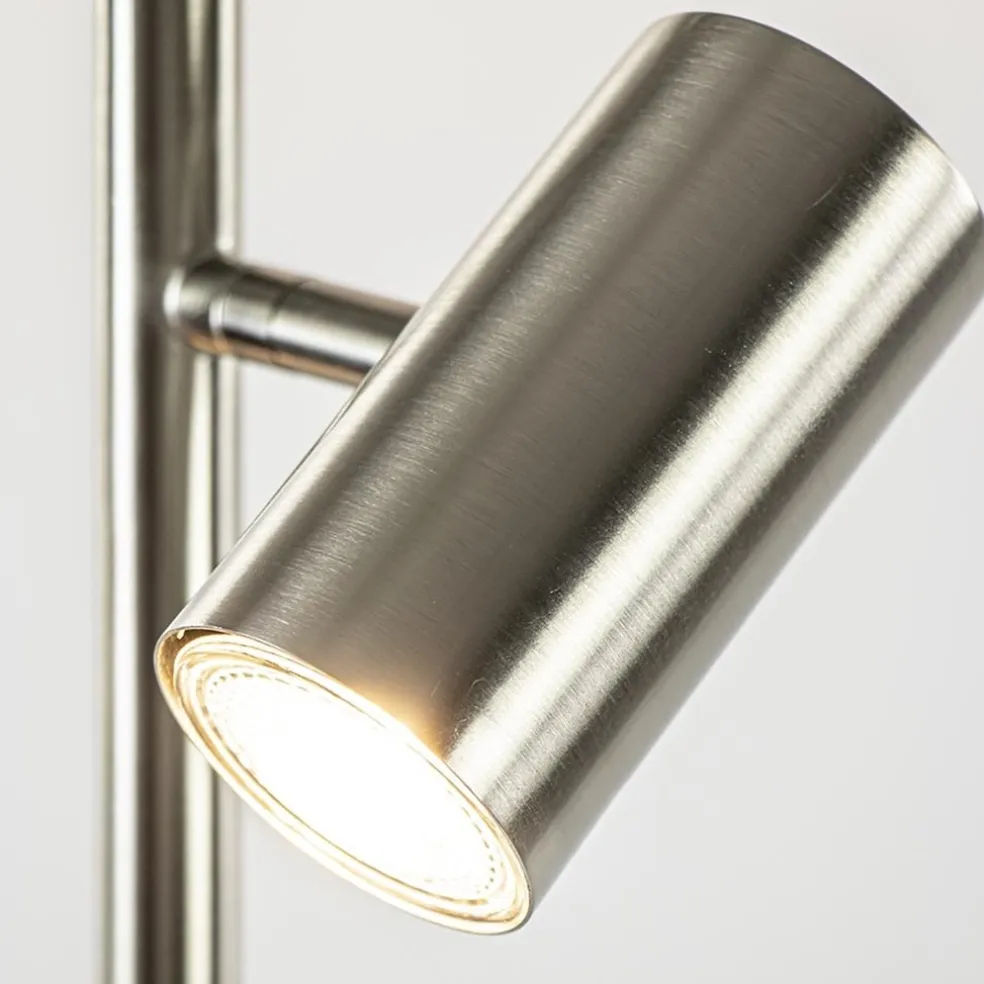 Moderne 3-lichts vloerlamp nikkel met 3-standen dimbaar LED