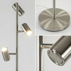 Moderne 3-lichts vloerlamp nikkel met 3-standen dimbaar LED