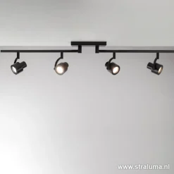 Moderne opbouwspot mat zwart 4-lichts