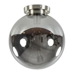 Moderne plafondlamp nikkel met smokey glas