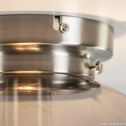 Moderne plafondlamp nikkel met smokey glas