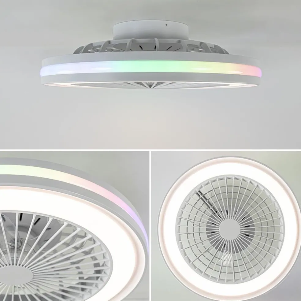 Moderne plafondventilator wit inclusief LED en color