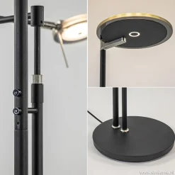 Moderne uplighter/leeslamp zwart met smoke glas