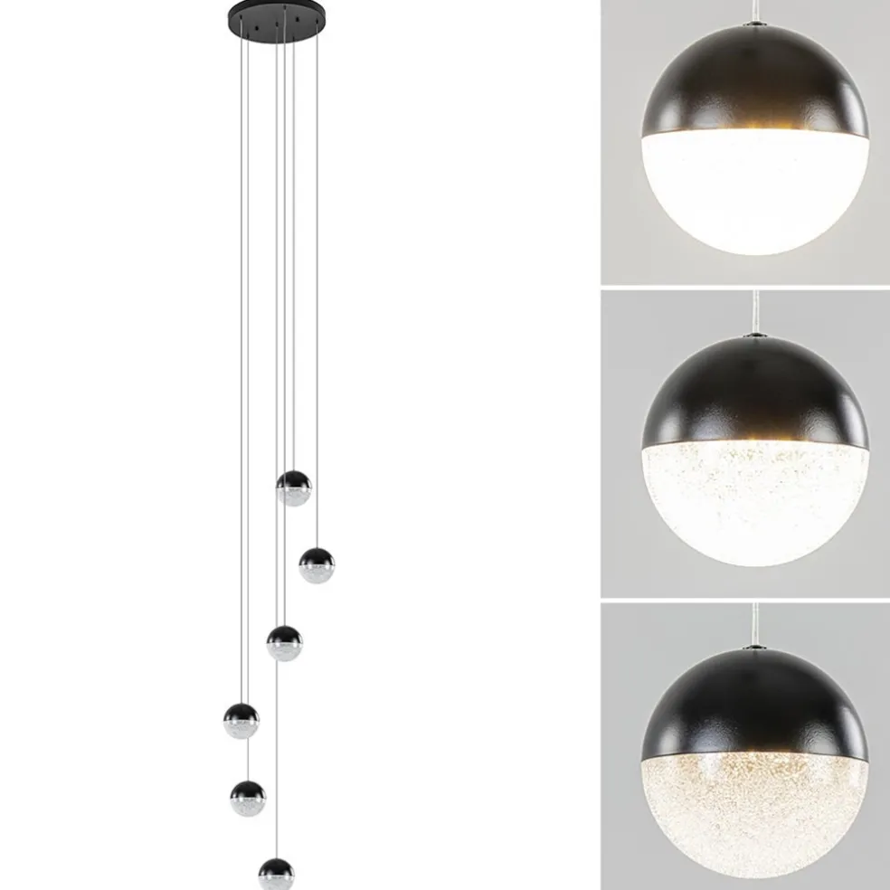 Moderne videlamp zwart met dimbaar LED 6-lichts