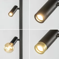 Moderne vloerlamp met verstelbare spots zwart/goud
