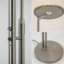 Moderne vloerlamp uplighter staal met smoke glas