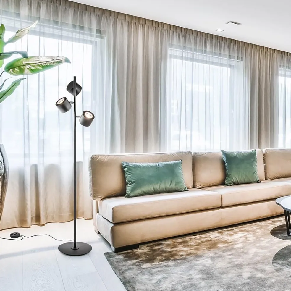 Moderne vloerlamp zwart met verstelbare LED spots