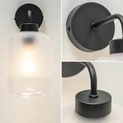 Moderne wandlamp zwart met helder/mat glas