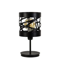 Moderne zwarte tafellamp rond metaal