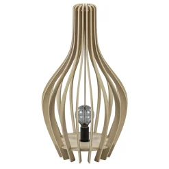 Naturel houten tafel/vloerlamp kegel met zwart