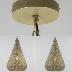 Oosterse hanglamp kegel goud groot