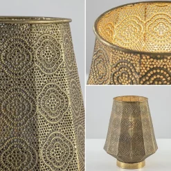 Oosterse tafellamp lantaarn metaal goud