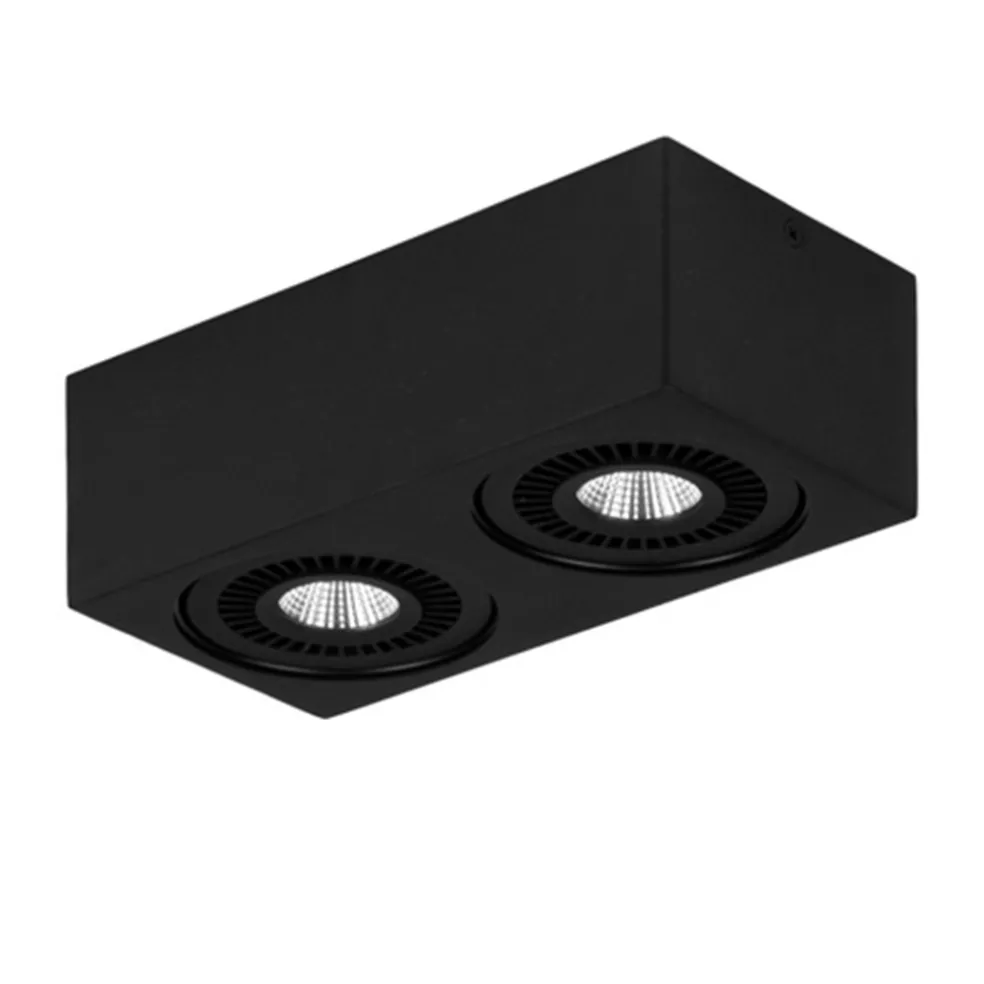 Opbouwspot box zwart 2-lichts led