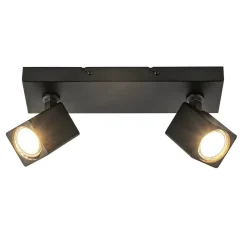 Opbouwspot 2-lichts balk zwart