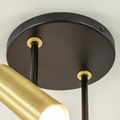 Opbouwspot 2-lichts rond zwart/brass verstelbaar