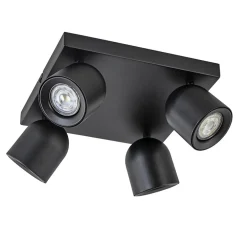 Opbouwspot 4-lichts vierkant zwart GU10