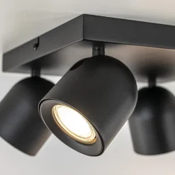 Opbouwspot 4-lichts vierkant zwart GU10