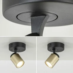 Opbouwspot 1-lichts zwart/goud GU10