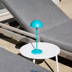 Oplaadbare LED buitenlamp op batterij turquoise