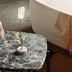 Oplaadbare LED tafellamp Tullip wit/goud