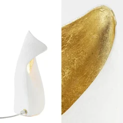 Organische tafellamp mat wit met goldleaf