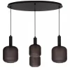 Ovale 4-lichts hanglamp zwart met mat zwart glas