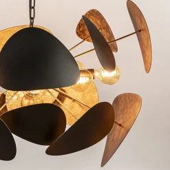 Ovale videlamp textured black met ambachtelijk brons