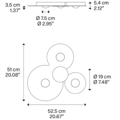 Plafondlamp Bugia Triple glossy bronze