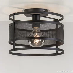 Plafondlamp cilinder gaas zwart