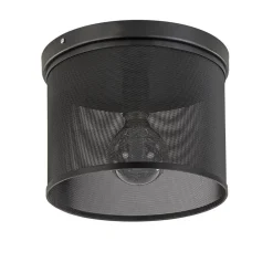 Plafondlamp cilinder gaas zwart 30cm