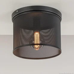 Plafondlamp cilinder gaas zwart 30cm