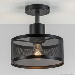 Plafondlamp cilinder geperforeerd zwart