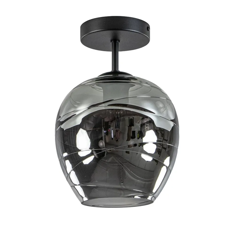 Plafondlamp Fantasy 1L zwart + smoke glas
