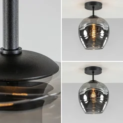 Plafondlamp Fantasy 1L zwart + smoke glas