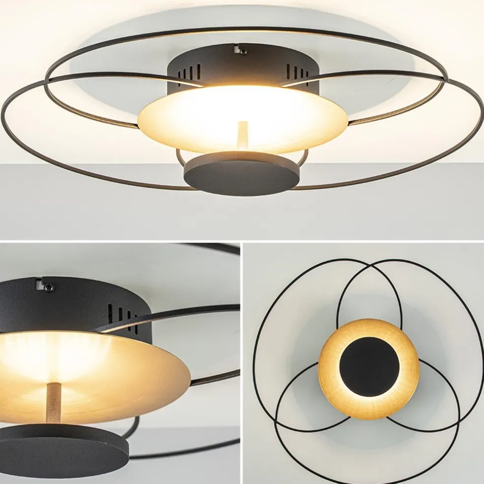 Plafondlamp Fiore zwart/goud 3-step dim