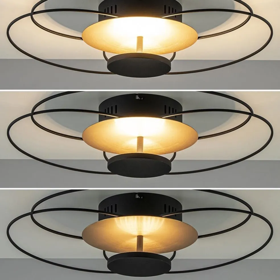 Plafondlamp Fiore zwart/goud 3-step dim
