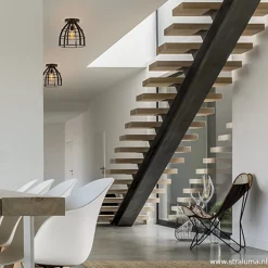 Plafondlamp frame zwart industrieel