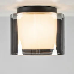 Plafondlamp Ice 23cm zwart/smoke IP44