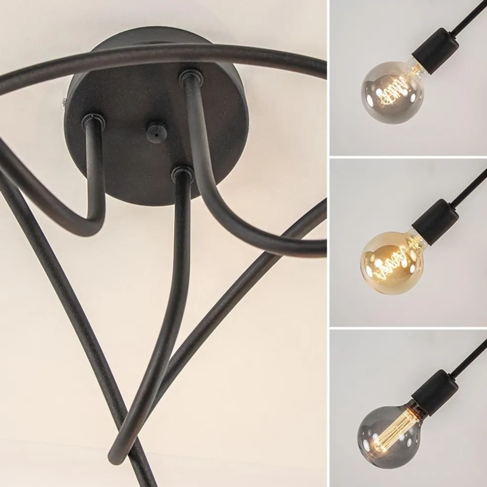 Plafondlamp Krul 3L zwart ex. e27 lb.