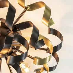 Plafondlamp Krul zwart/goud