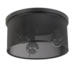 Plafondlamp 3L cilinder gaas zwart 44cm